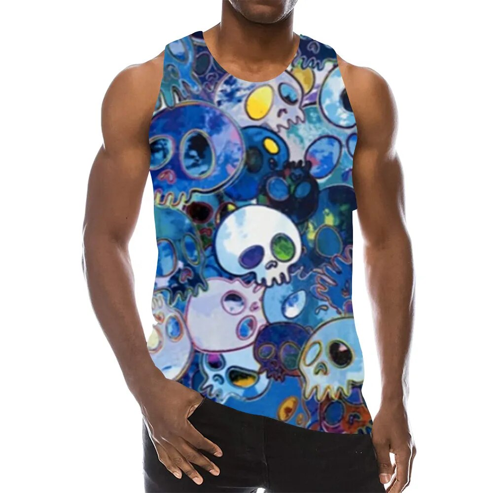 XS-4XL Blake Abstract Skull  Tanks