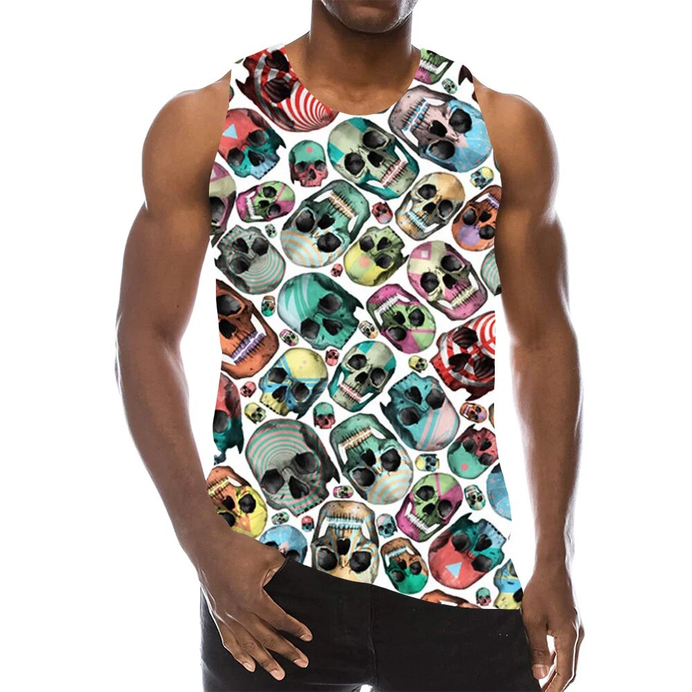 XS-4XL Blake Abstract Skull  Tanks