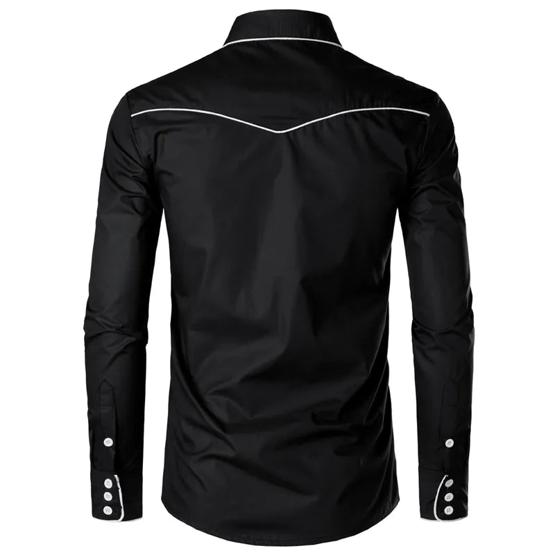 M-3XL Cowboy Embroidered Long Sleeve Shirt - 4 colours