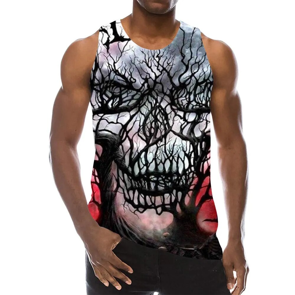 XS-4XL Blake Abstract Skull  Tanks