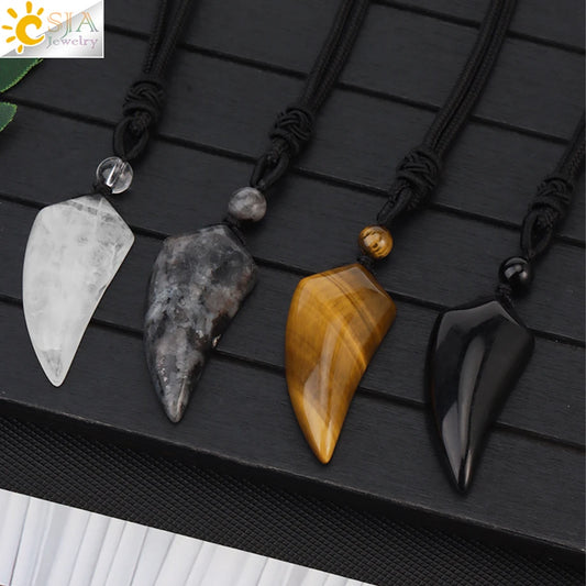 Natural Stone Wolf Tooth Pendant