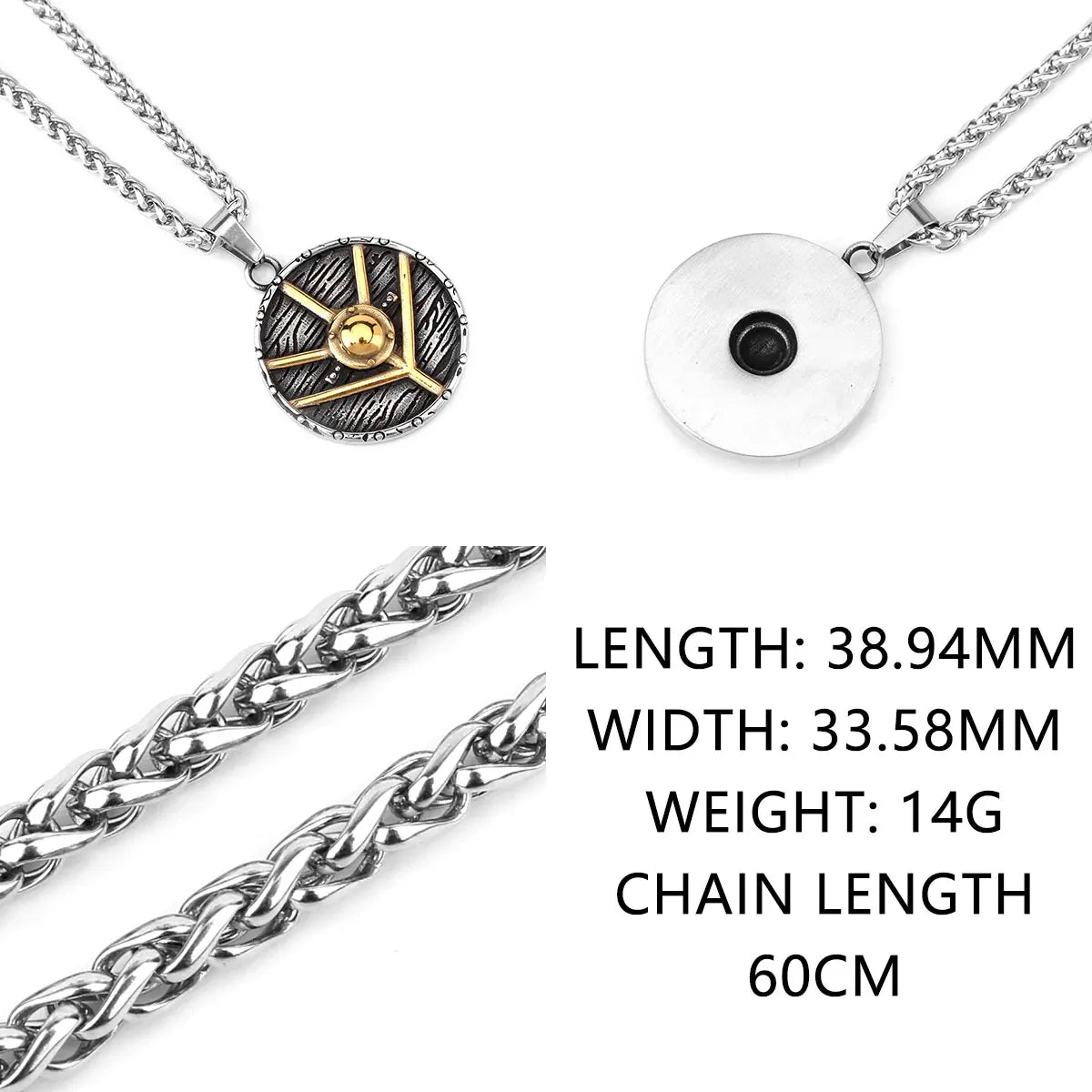 Stainless Steel Viking Shield Necklace