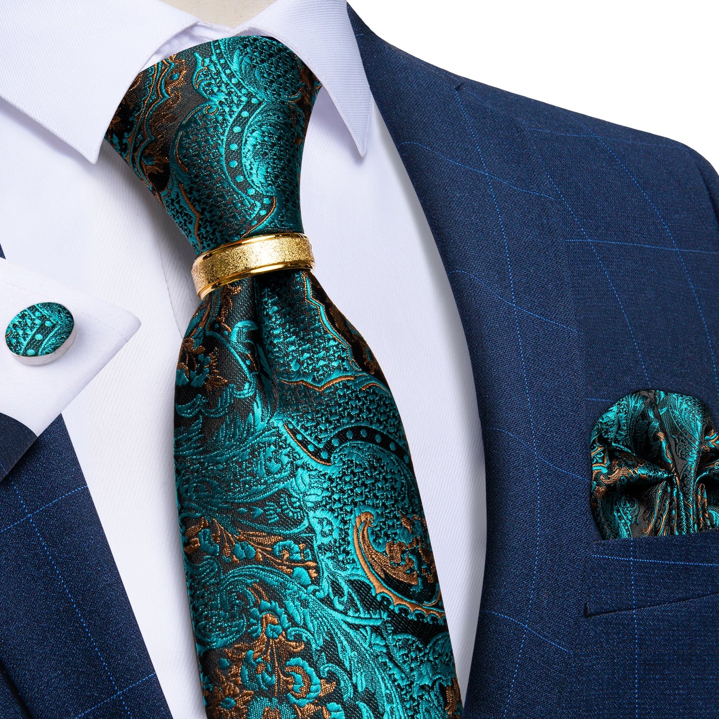 Designer Men's Silk Tie/ Pocket Square /Cufflinks Set