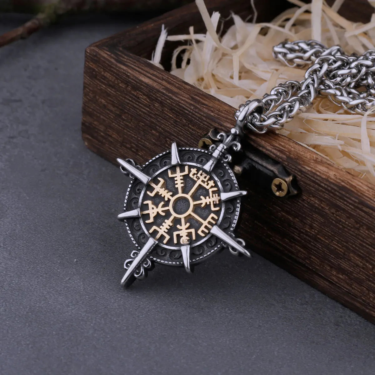 Viking Vegvisir Compass Necklace