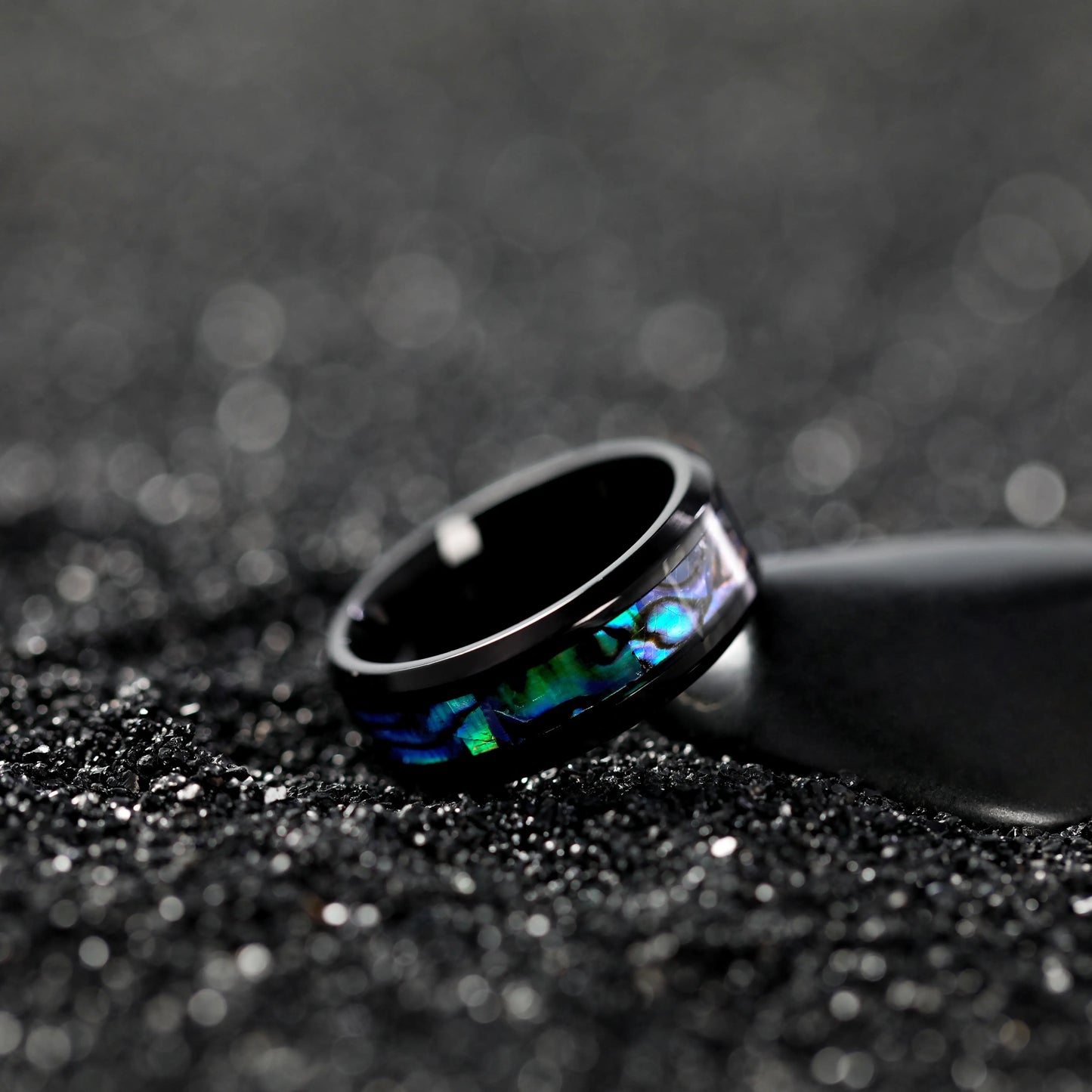 8mm Men's Stainless Steel Abalone Ring - many styles