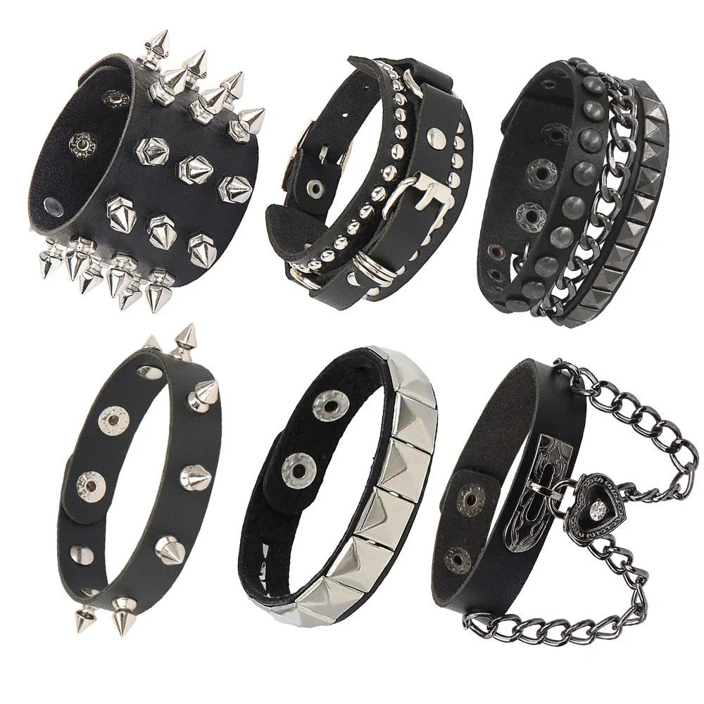 Punk Studded Wristband Cuffs