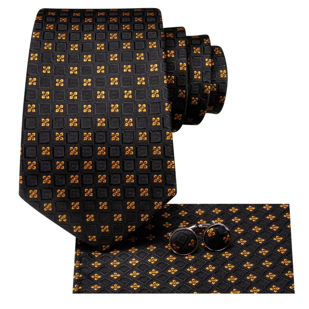 Black Gold Silk Tie Set