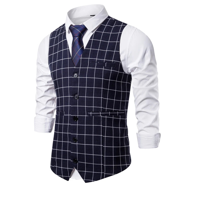 M-6XL Plaid Striped Vest - 4 COLOURS