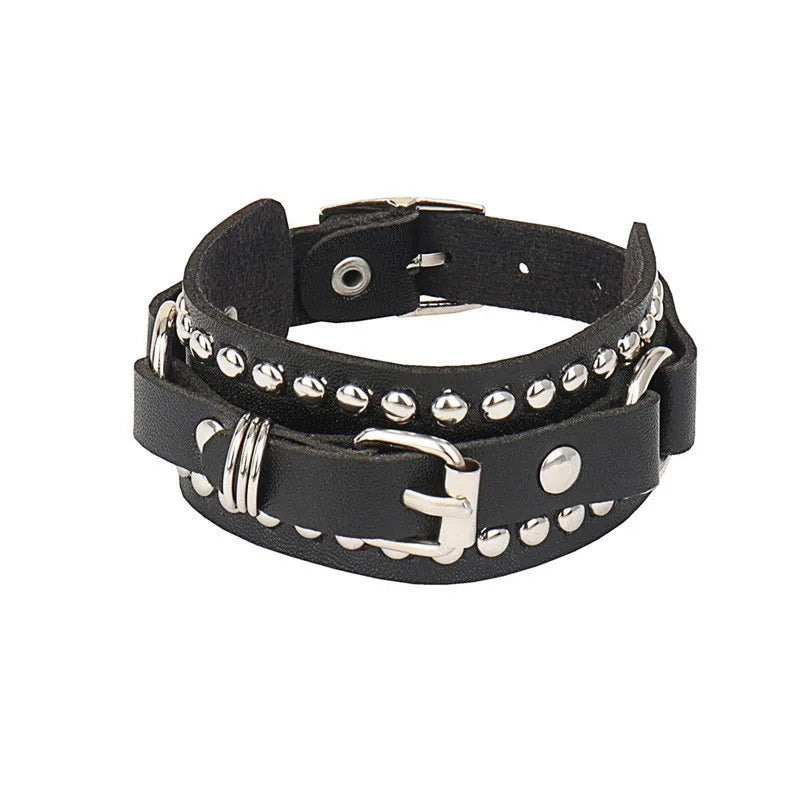 Punk Studded Wristband Cuffs