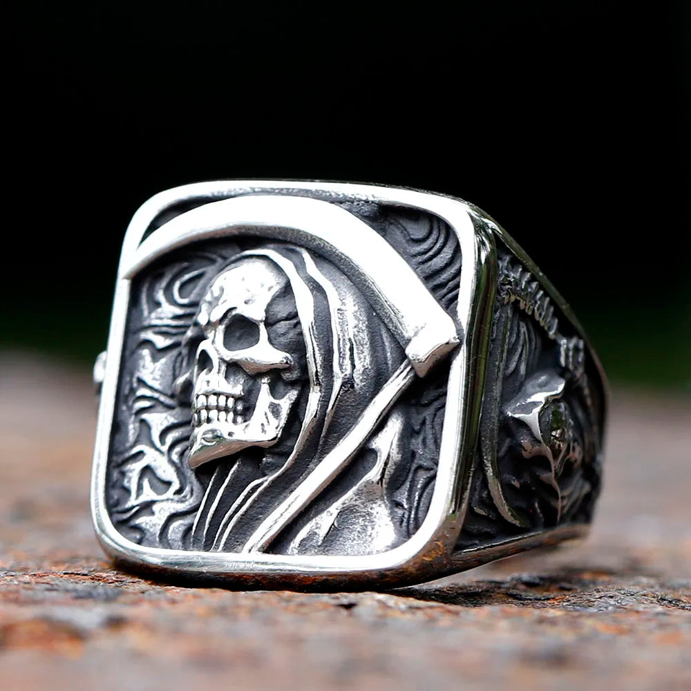 Stainless Steel Death Sickle Ring