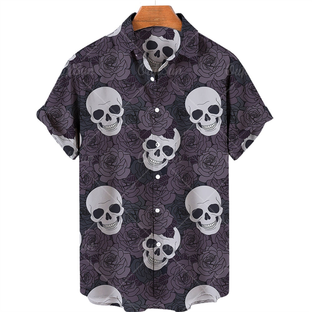 M-6XL Skull Print Hawaiian Shirt - Many Styles