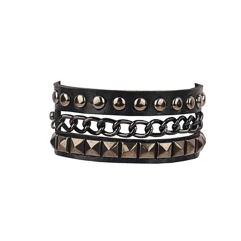 Punk Studded Wristband Cuffs