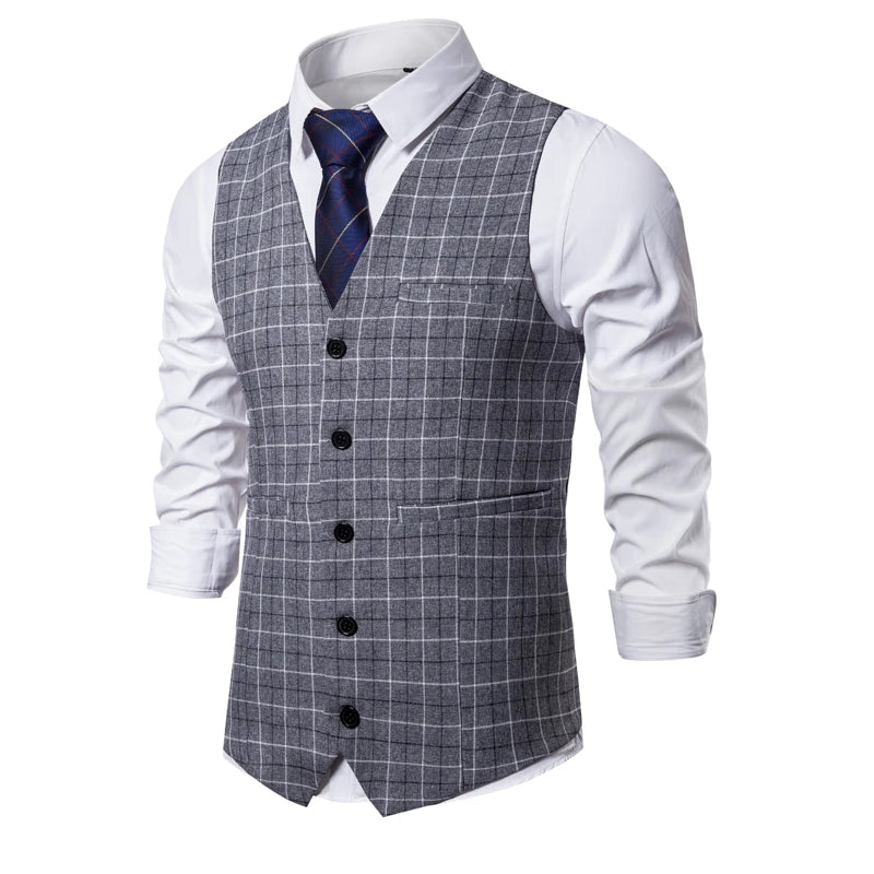 M-6XL Plaid Striped Vest - 4 COLOURS