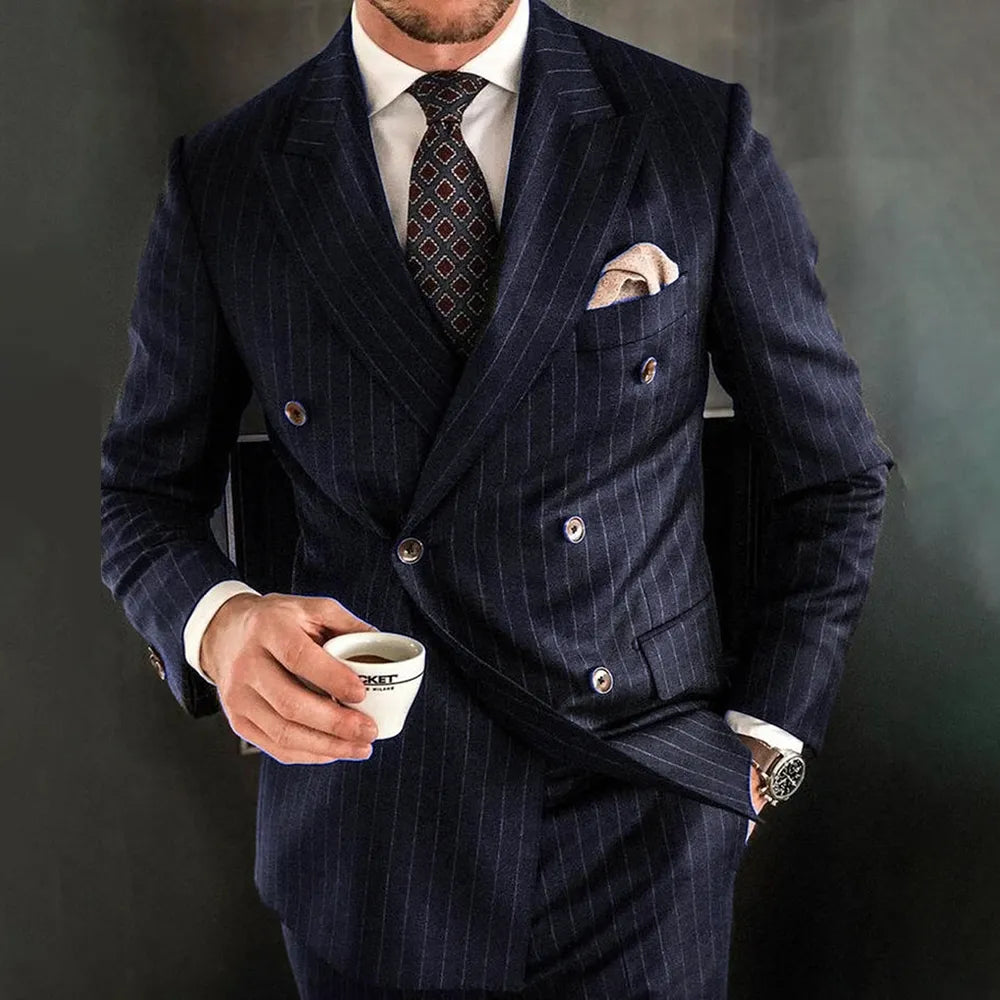 XS-3XL Kenny Navy Blue Striped Suit