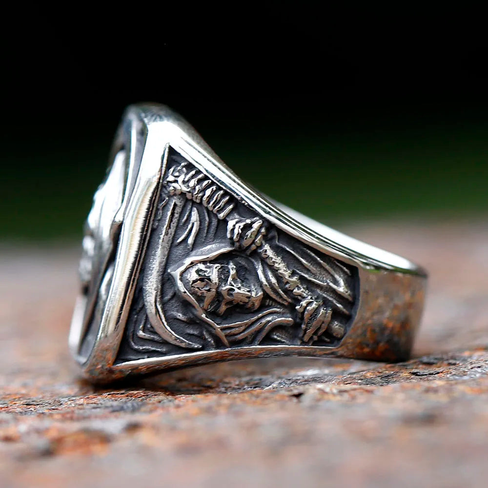 Stainless Steel Death Sickle Ring