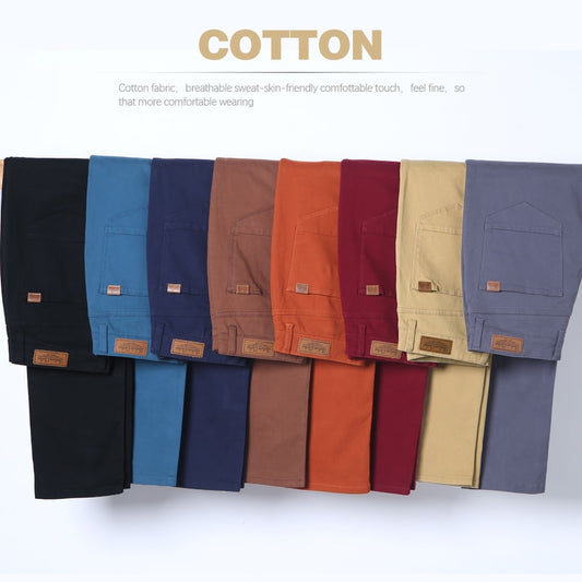 28-38INCH Slim Fit Cotton Stretch Trousers - 6 COLOURS