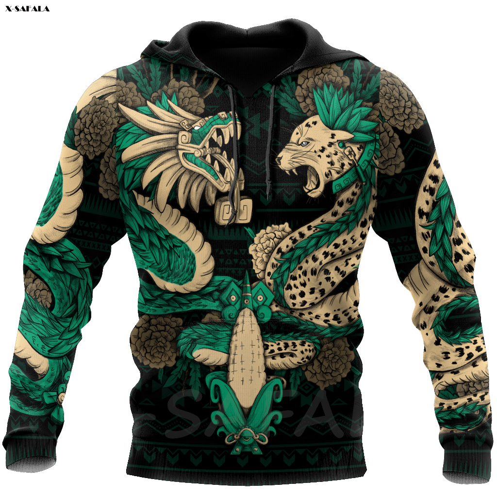 XS-5XL Mexican Aztec Quetzalcoatl Hoodie/ Zipper