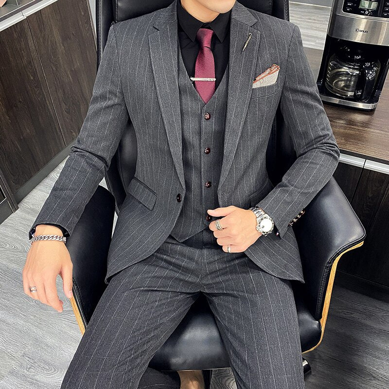 XS-3XL 2/3 PC Pinstriped suit sets - 3 colours