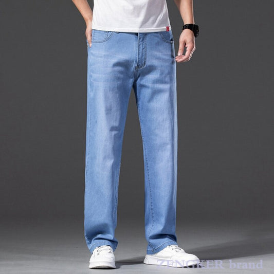 33-46INCH Light Blue Elastic Long Jeans - 2 COLOURS