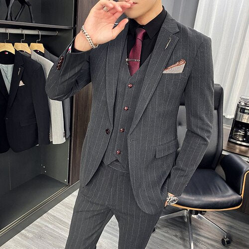 XS-3XL 2/3 PC Pinstriped suit sets - 3 colours