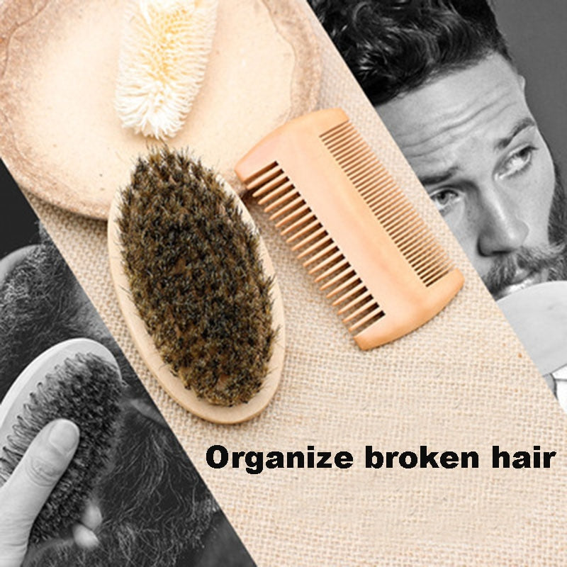 Professional Boar Bristle Beard Brush Set large