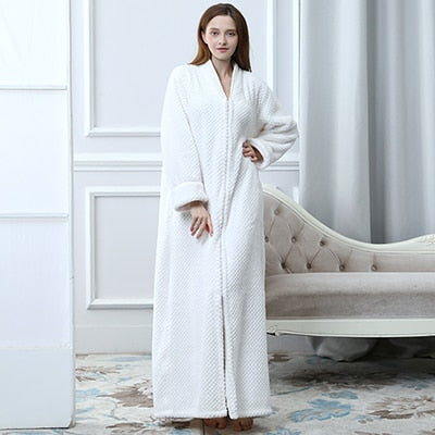 M-XL Luxury Coral Fleece Extra Long Bath Robe