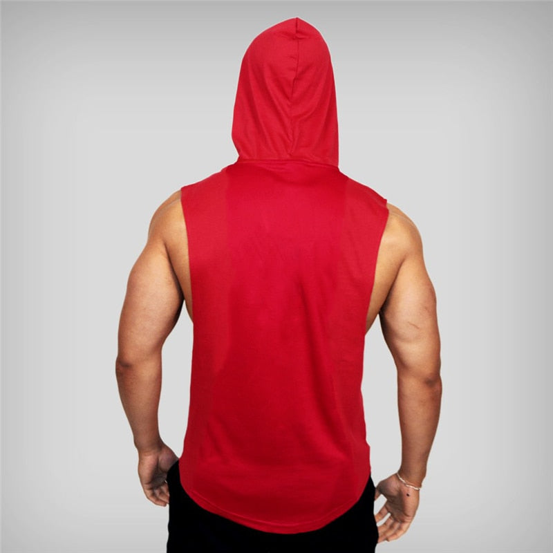 S-XL Cotton Fitness Gym Hooded Tank/Stringer - 6 COLOURS