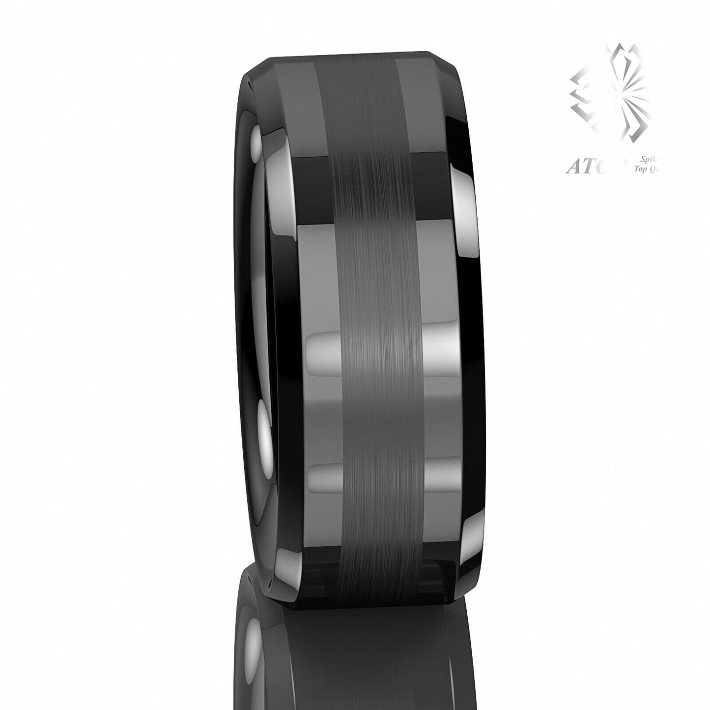 Brushed Centre Black Tungsten Carbide Ring