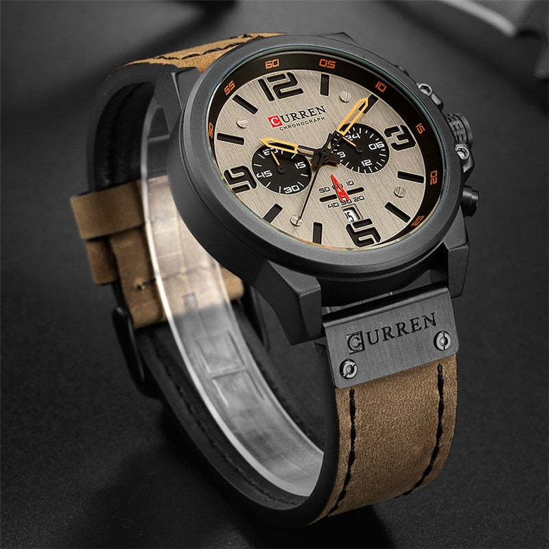 CURREN Leather Strap Quartz Watch - 5 Colours