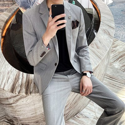 XS-3XL 2/3 PC Pinstriped suit sets - 3 colours