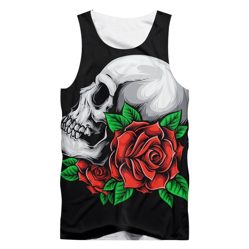 XS-5XL Rose Skulls Tank