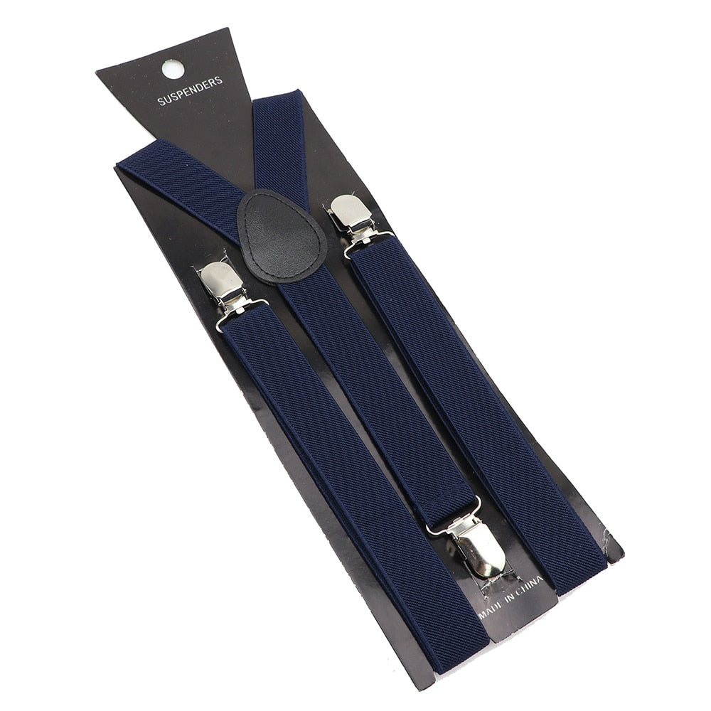 Elastic Leather Suspenders - Many Colours