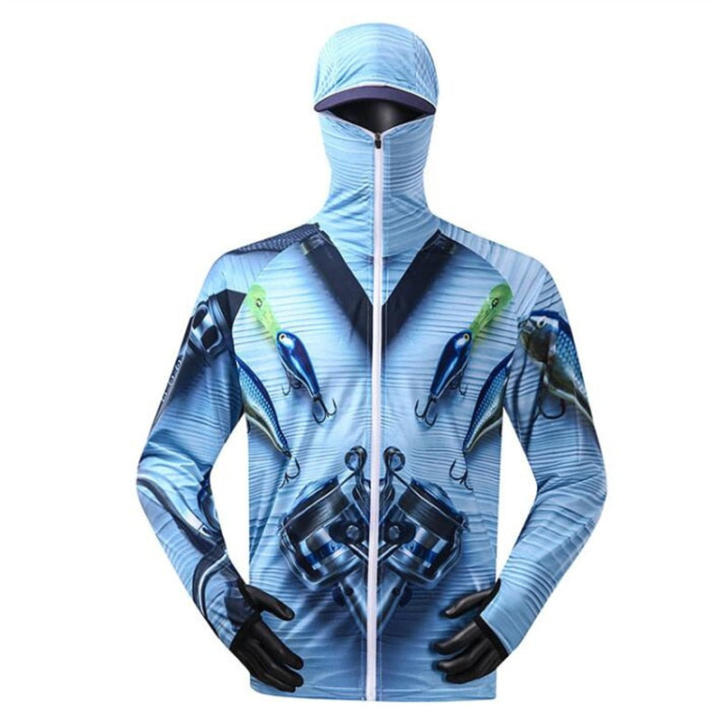 S-5XL  Fishing UV Hoodie With Mask - 7 Styles