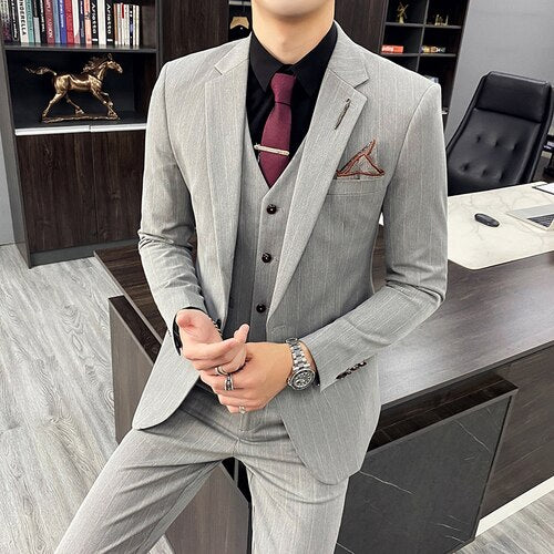 XS-3XL 2/3 PC Pinstriped suit sets - 3 colours