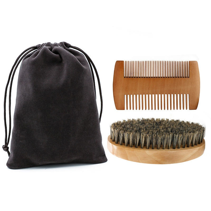 Professional Boar Bristle Beard Brush Set large