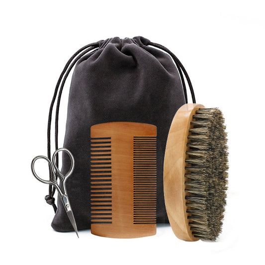 Professional Boar Bristle Beard Brush Set large