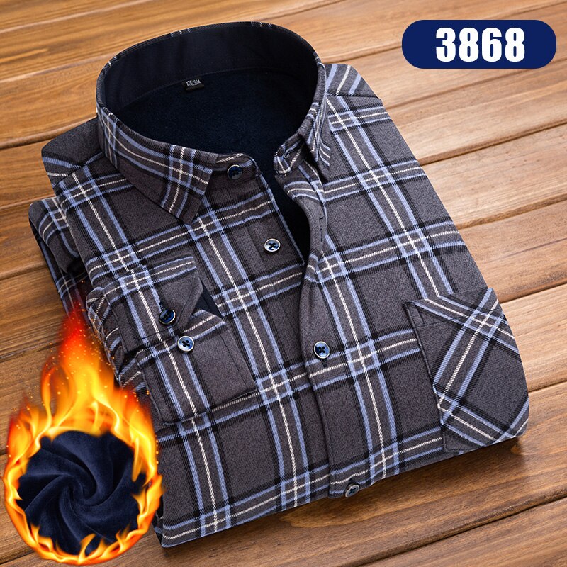 S-XXL Fleece Lined Warm Check Shirt