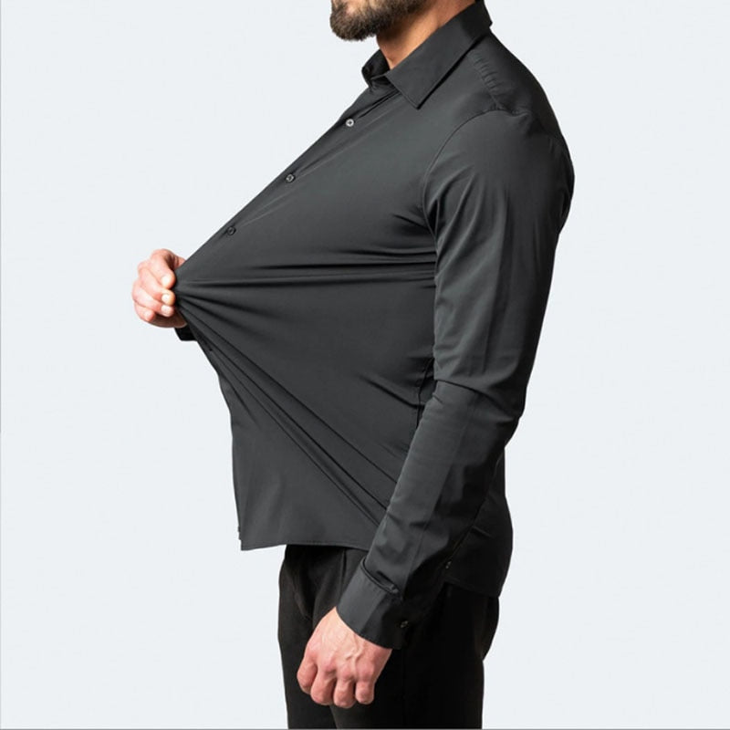 XS-5XL Elastic long-sleeved business shirt - 9 colours