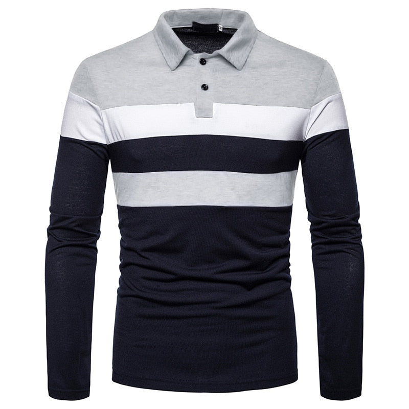 XS-XL Stripe Long-sleeved Polo Shirts - 7 COLOURS