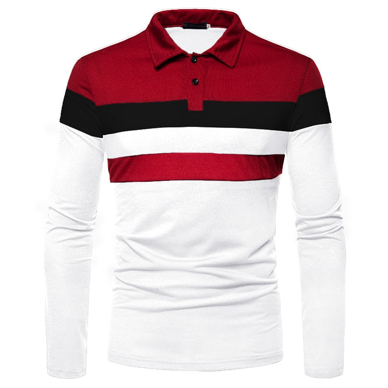 XS-XL Stripe Long-sleeved Polo Shirts - 7 COLOURS