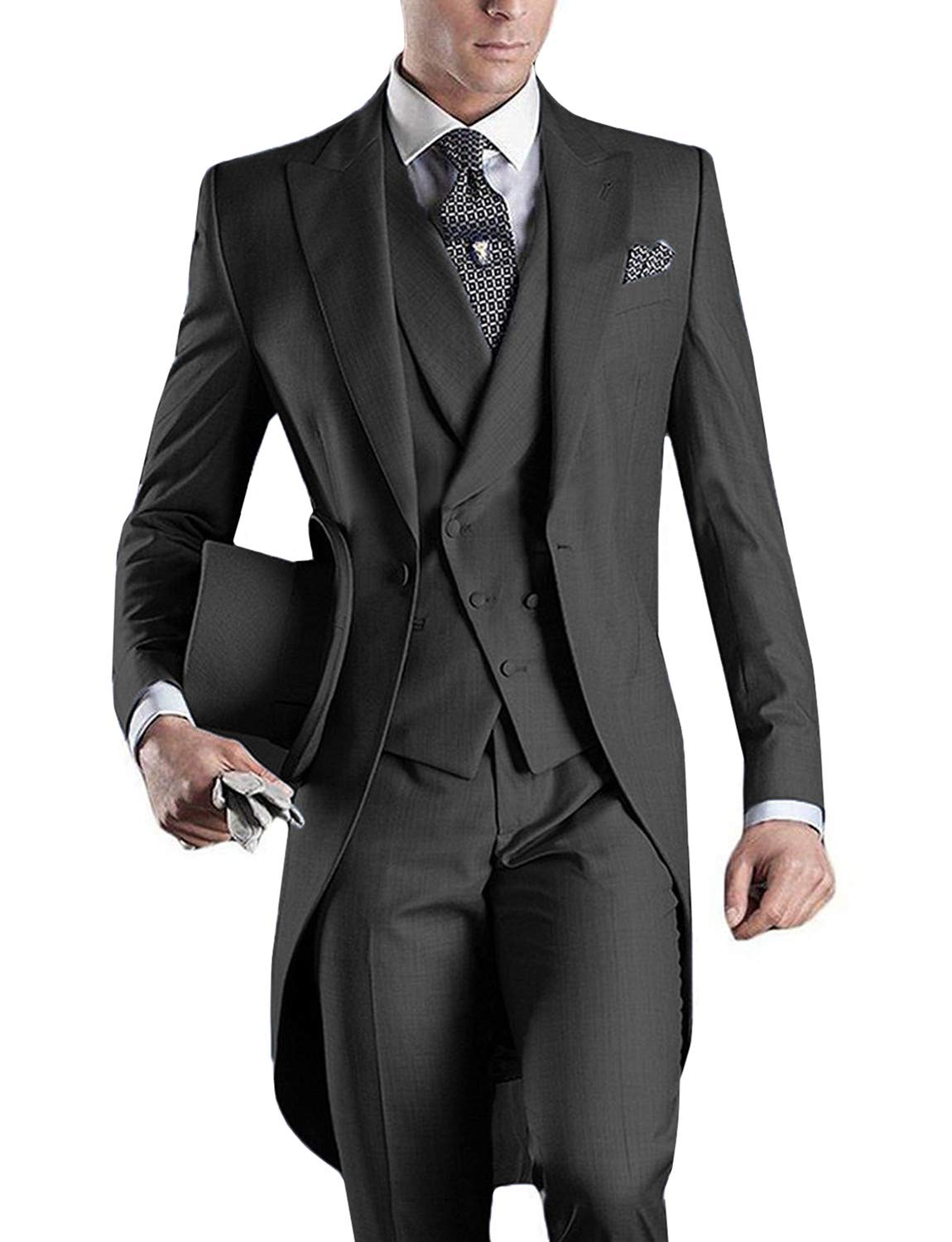 XS-4XL 3 Piece Tail Coat Tuxedo Suits  - 9 Colours