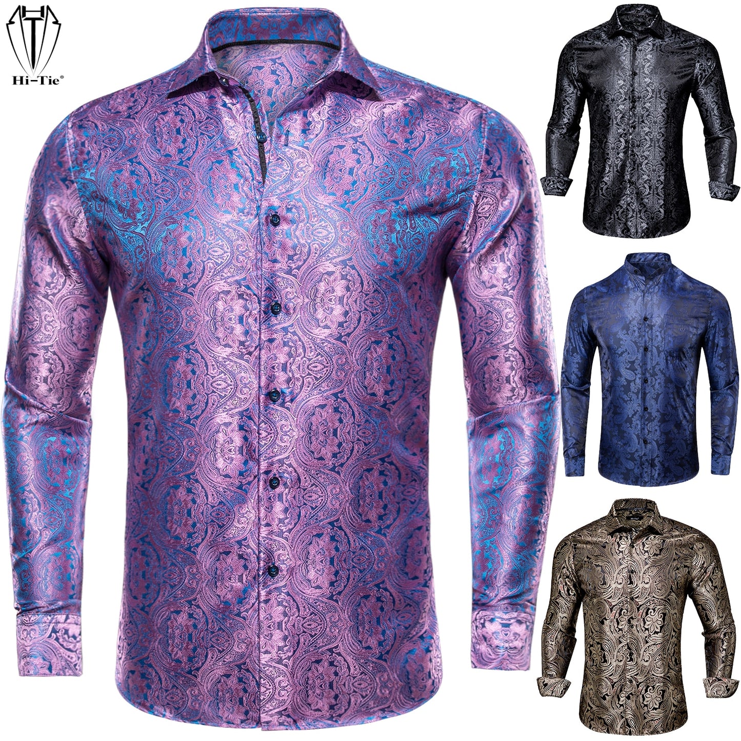 S-3XL Silk Men's Formal Shirts - 16 COLOURS