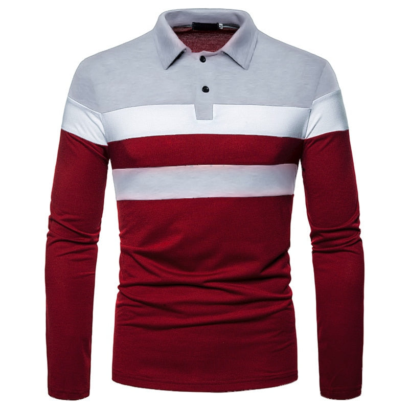 XS-XL Stripe Long-sleeved Polo Shirts - 7 COLOURS