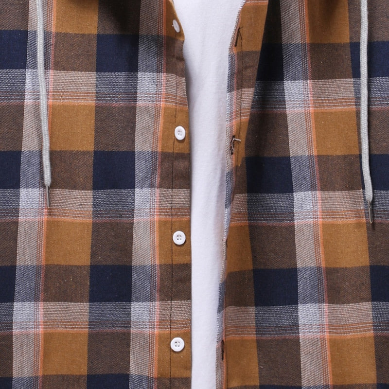 M-4XL Plaid Hooded Flannel Shirt - 11 COLOURS