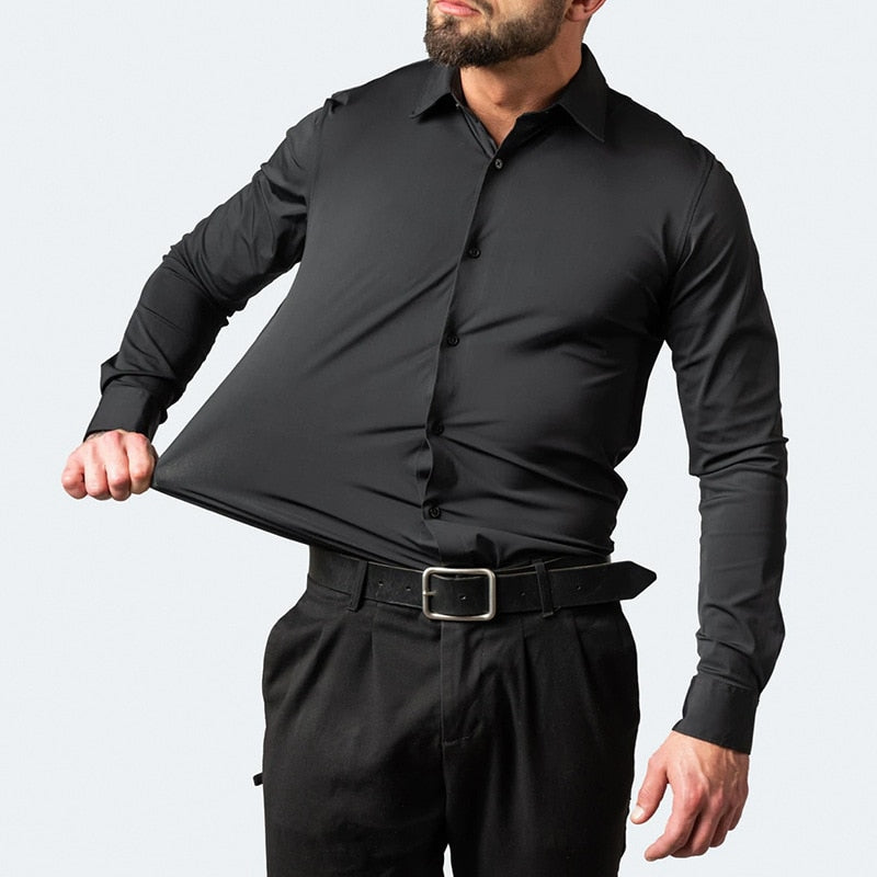 XS-5XL Elastic long-sleeved business shirt - 9 colours