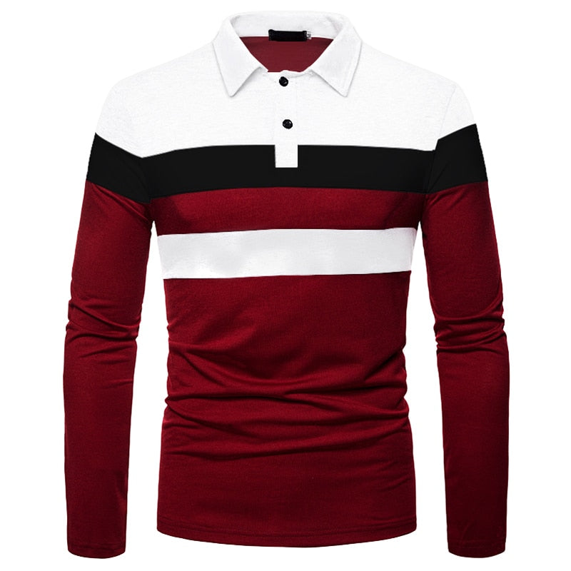 XS-XL Stripe Long-sleeved Polo Shirts - 7 COLOURS