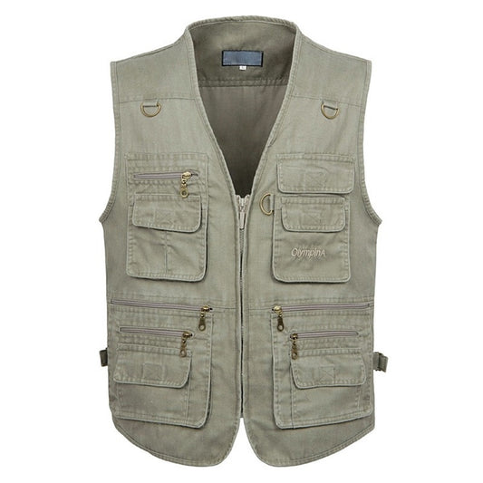 XL-10XL Men's Multifunction Sleeveless Vest With16 Pockets