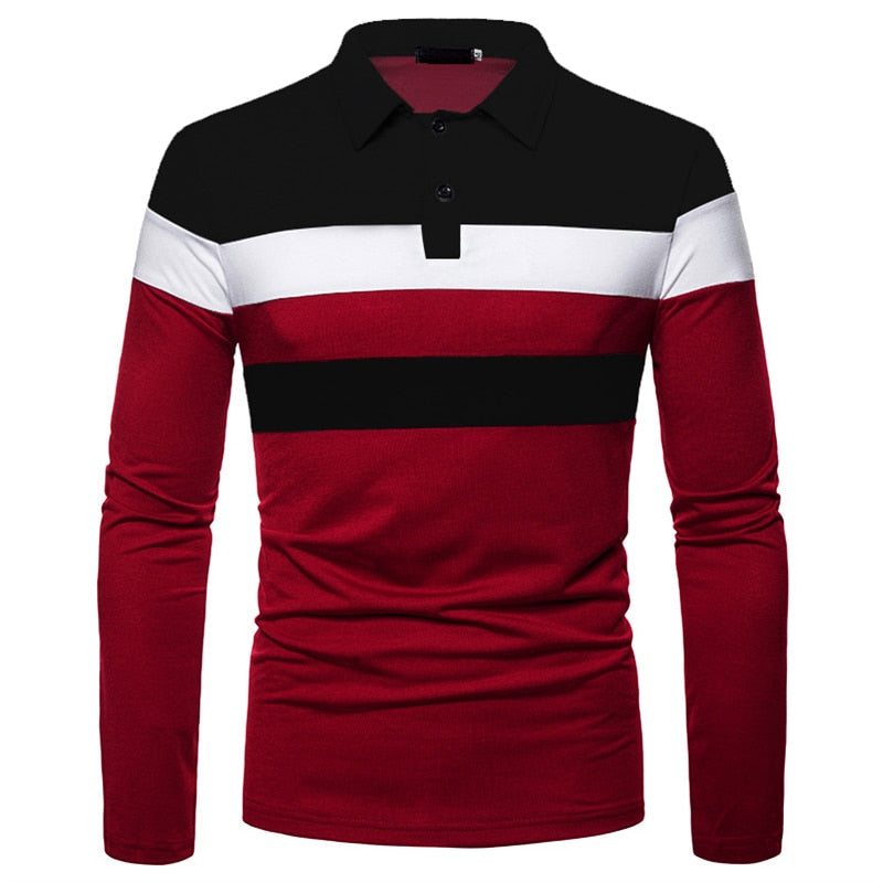 XS-XL Stripe Long-sleeved Polo Shirts - 7 COLOURS