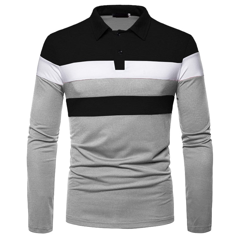 XS-XL Stripe Long-sleeved Polo Shirts - 7 COLOURS