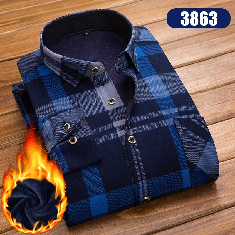 S-XXL Fleece Lined Warm Check Shirt